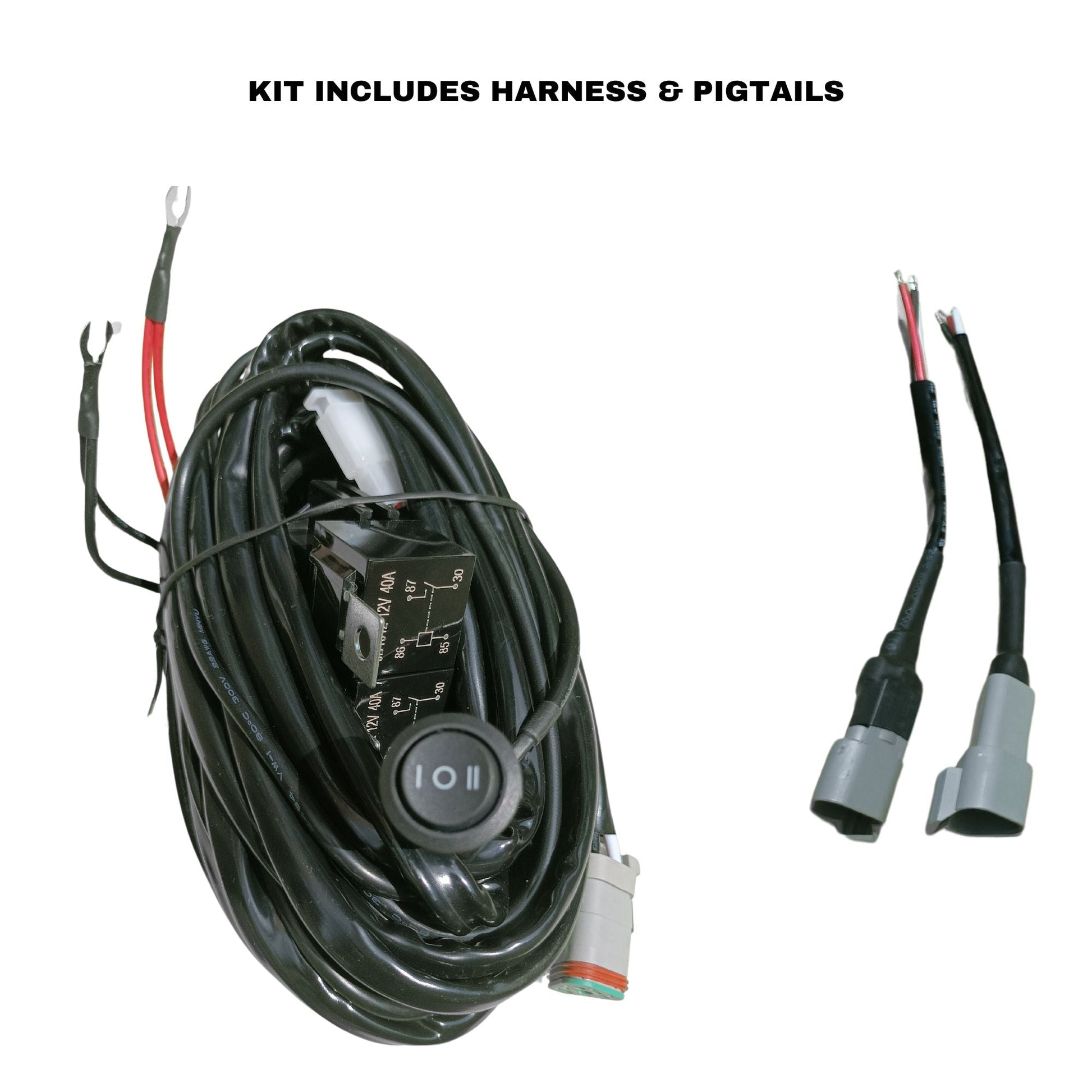 Wiring Harness - Dual Spots - Two Way Switch - with 3 Pin Triangle DT plugs - Jaguar Fitness